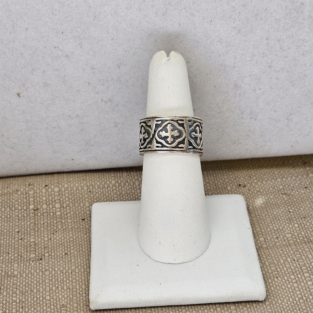 Gothic 925 Sterling Silver Medieval Crosses Ring Size 5.75-6 - Picture 8 of 14